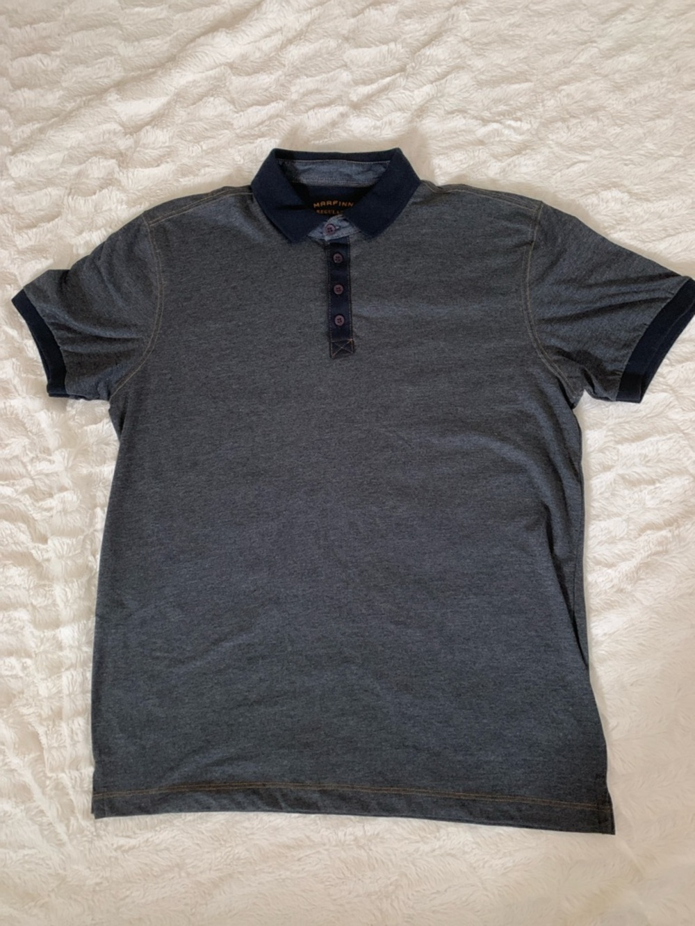 Men's Marfinno Charcoal Polo with Navy Collar